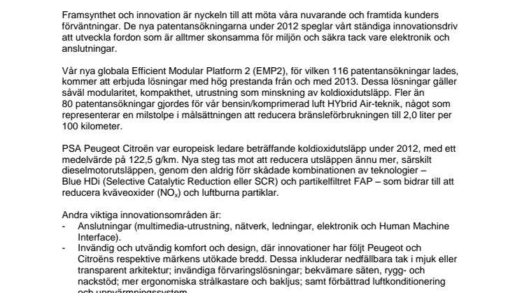 PSA Peugeot Citroën Frankrikes främsta patentsökare för sjätte året i rad