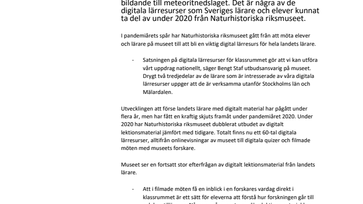 ​Naturhistoriska riksmuseet når ut med aktuell forskning till landets skolor i stor digital satsning