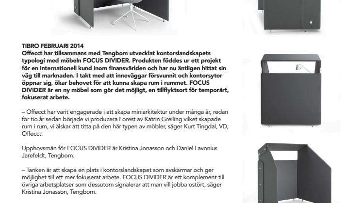 Rumsavdelaren FOCUS DIVIDER i samarbete med Tengbom