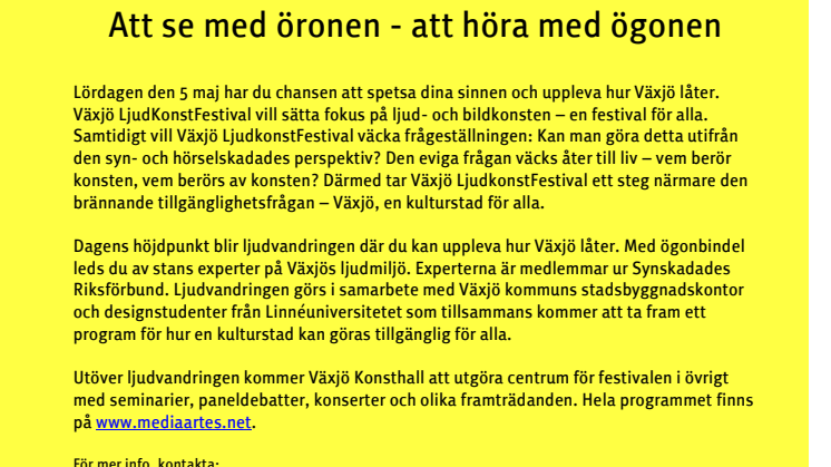 Växjö LjudKonstFestival 2012: Att se med öronen - att höra med ögonen 