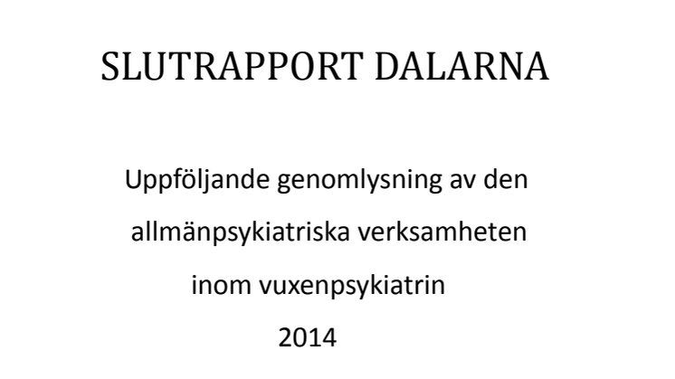 Slutrapport allmänpsykiatri Dalarna 2015