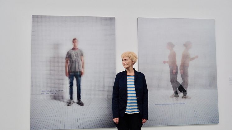 Høstustillingsprisen tildeles Else Marie Hagen for verkene The average of four boys and their shadows og The opposite directions of one single girl. Foto: Jannik Abel / NBK