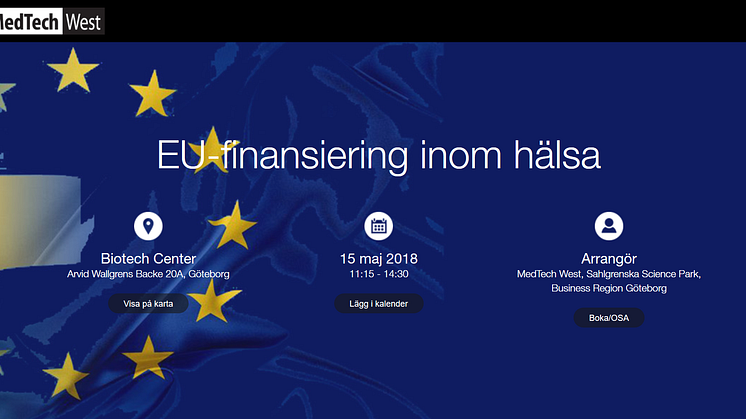 Välkommen till en eftermiddag om EU-finansiering inom hälsa den 15 maj!