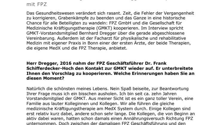 FPZ Interview: Gemeinsam stärker - GMKT Vorstandsmitglied Bernhard Dregger zur Kooperation mit FPZ