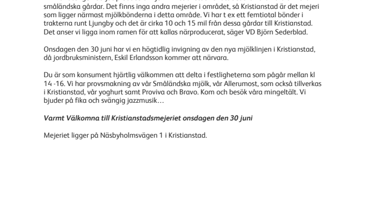 Välkommen när Skånemejerier inviger sin nya förpackningslinje