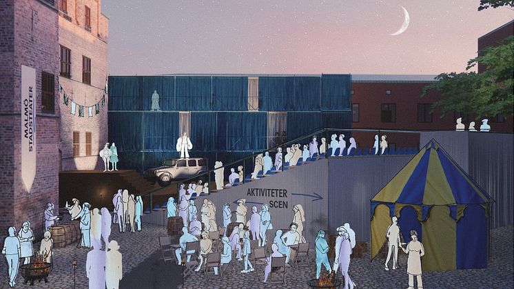Borggården på Malmöhus slott kommer att  sjuda av liv i sommar. Bland annat kommer föreställningen ”Robin Hoods hjärta" att spela här 4 juni – 10 juli. Bild: Jais Landén Krantz arkitekter