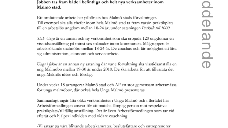 Satsningar på Unga Malmö