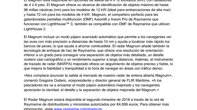 Raymarine: FLIR presenta el radar náutico de alto rendimiento Raymarine Magnum 