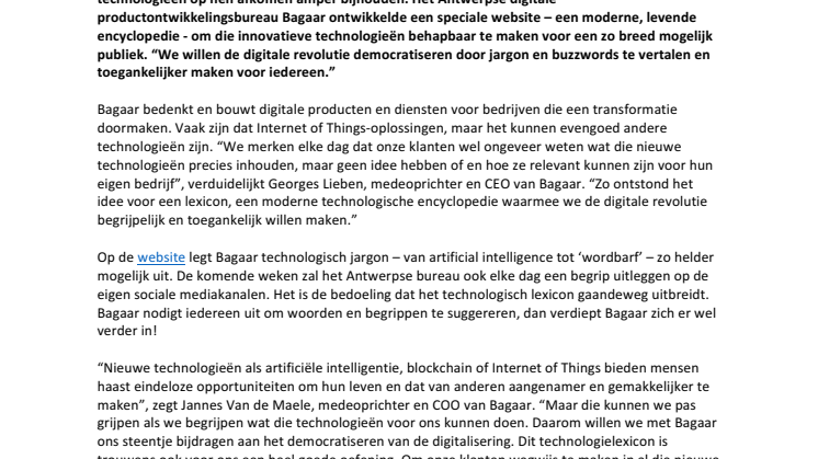 Antwerps digitaal productontwikkelingsbureau BAGAAR lanceert levende technologische encyclopedie