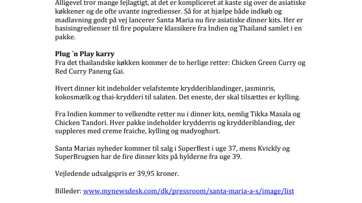 Santa Maria-samlesæt til asiatisk mad