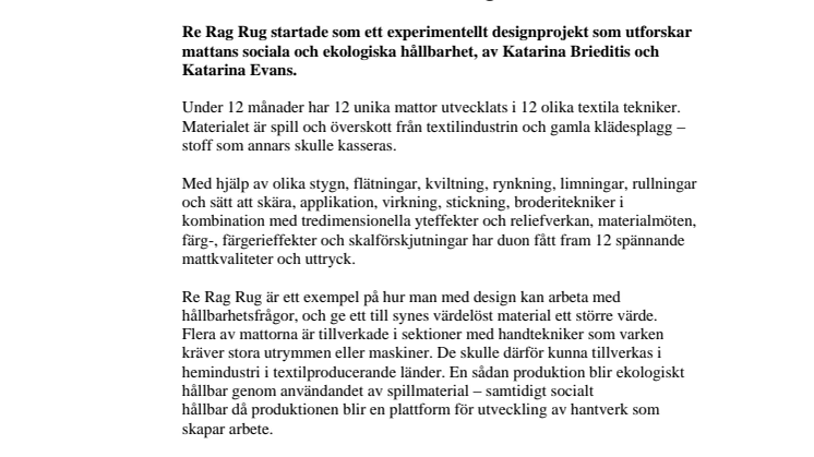 Re Rag Rug – ny utställning med mattor tillverkade av återvinningsmaterial