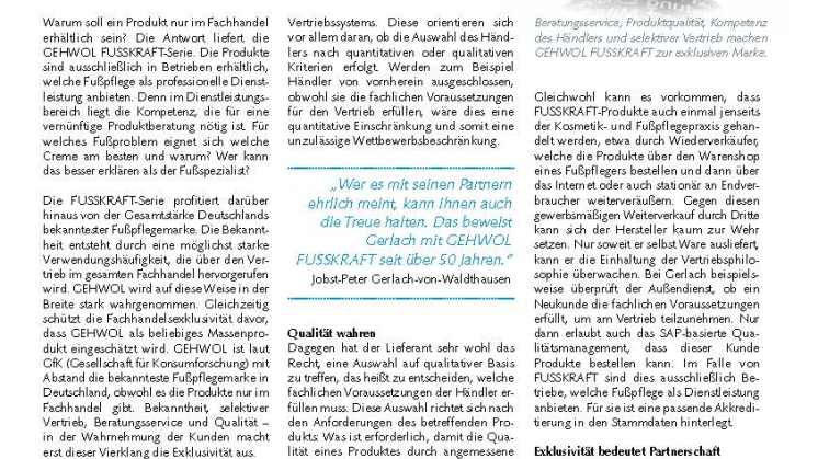 Wie exklusiv darf der Produktvertrieb eigentlich sein? FUSSKRAFT ist in guten Händen