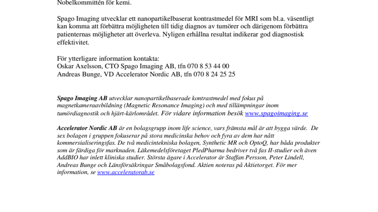 Professor Sven Lidin rekryteras till SPAGO Imaging AB:s vetenskapliga råd
