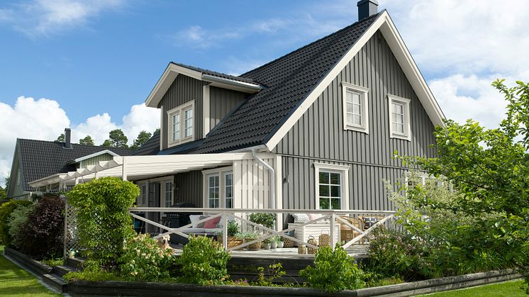 Grå fasad målad med Beckers