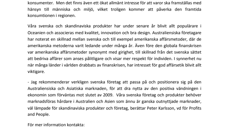 Svenska affärsmetoder och företagmoral - populärt i Oceanien
