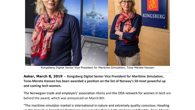 Tone-Merete Hansen nominated as one of Norway’s most powerful tech women