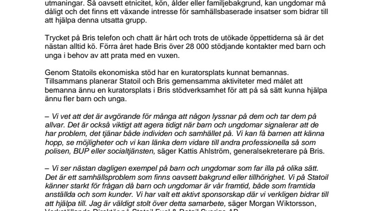 Statoil går in som toppsponsor till Bris