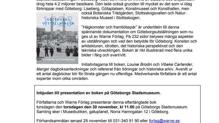 Ny bok om Göteborgsutställningen 1923. 