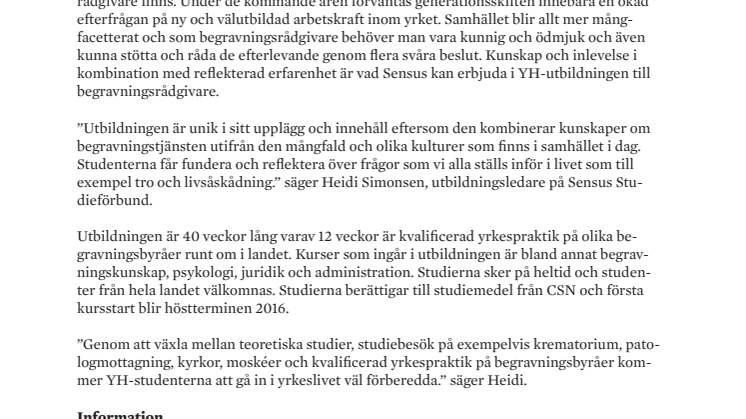 Ny utbildning för blivande begravningsrådgivare