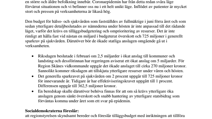 Initiativärende RS 2020-03-19 Tilläggsbudget