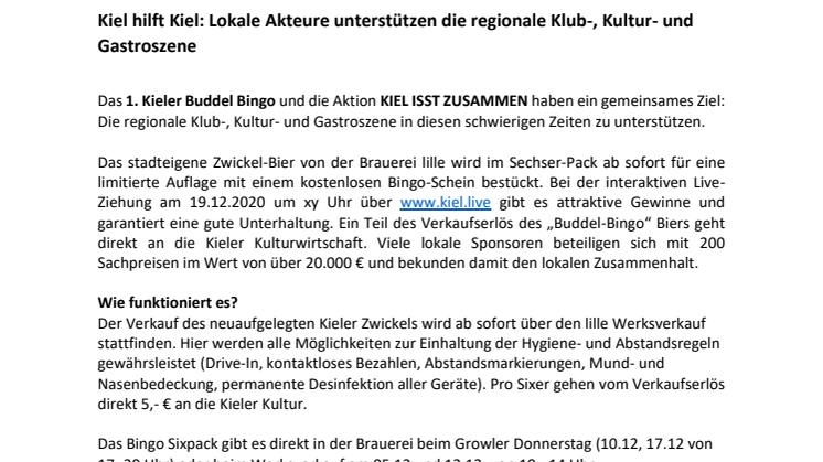 Kiel isst zusammen & spielt gemeinsam Buddelbingo am 19. Dezember 2020