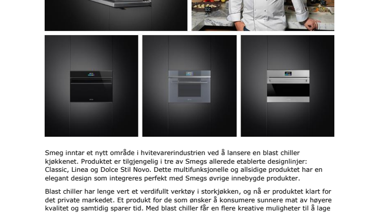 Smeg lanserer Blast Chiller for hjemmebruk