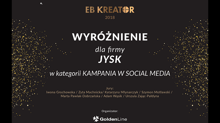JYSK Polska wyróżniony w konkursie EB Kreator