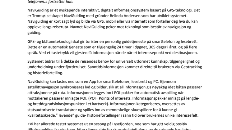 Nytt guidesystem på Nærøyfjorden og Geirangerfjorden.