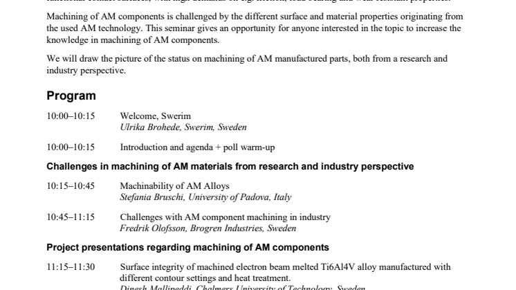 Invitation, program and abstracts