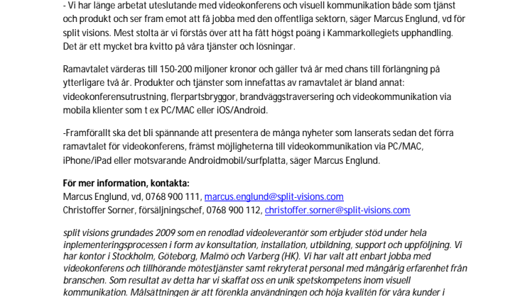 split visions får högst poäng i ramavtalsupphandling med Kammarkollegiet