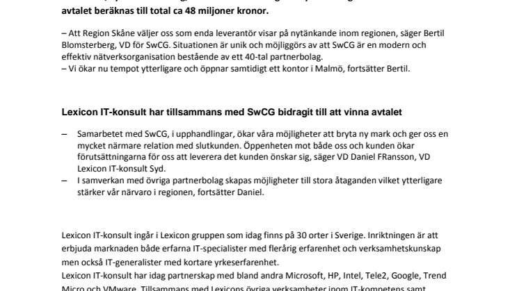 Region Skåne väljer Swedish Consulting Group i samverkan med Lexicon IT-konsult som IT-leverantör.
