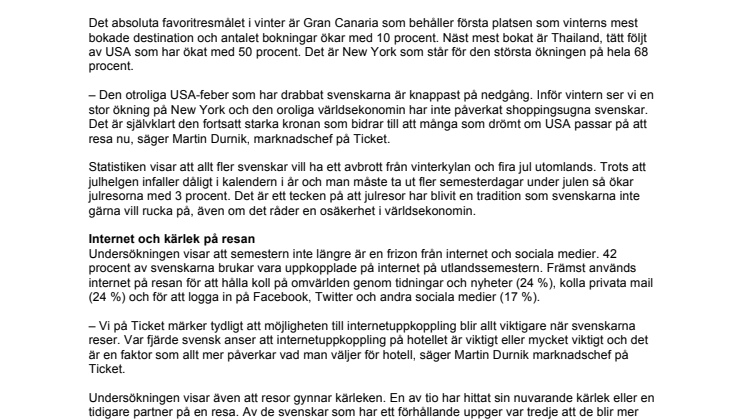 Gran Canaria mest bokat i vinter