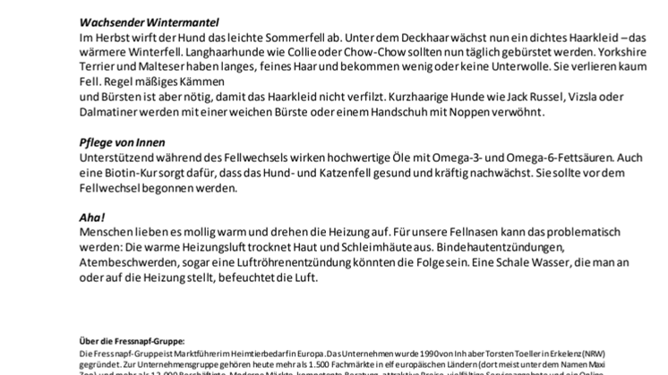 Fressnapf-Tierratgeber 10/2019: Mit dickem Fell in den Herbst