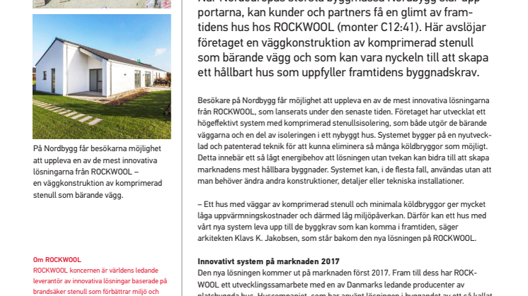 ROCKWOOL öppnar dörrarna till framtidens hus på Nordbygg
