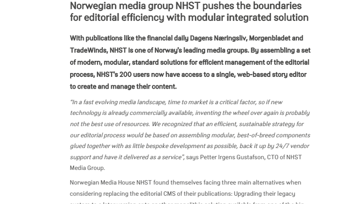 Norwegian media group NHST pushes the boundaries for editorial efficiency with modular integrated solution