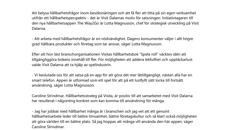 Visit Dalarna lanserar unik hållbarhetsapp för besöksnäringen