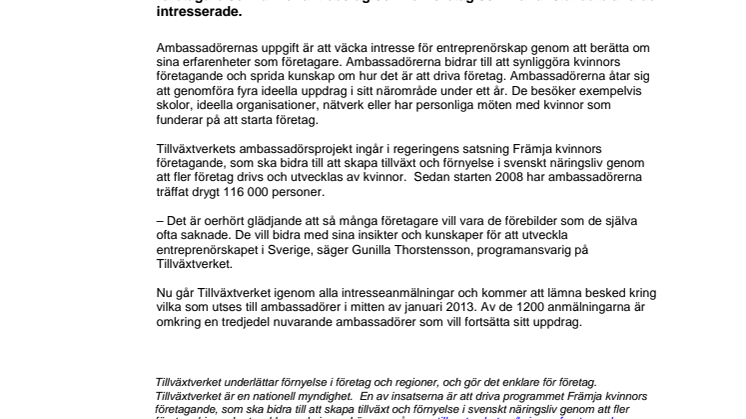Många vill bli ambassadör för kvinnors företagande