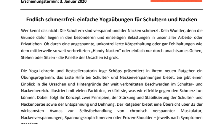 Pressemitteilung Inge Schöps "Yoga for EveryBody"
