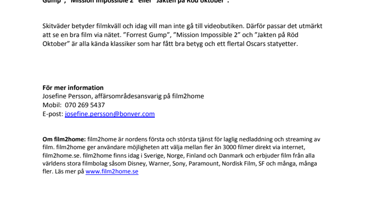 Skitväderserbjudande på film2home