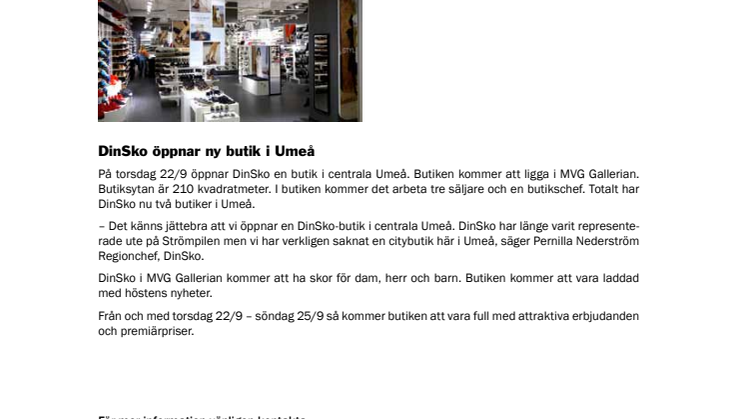 DinSko öppnar ny butik i Umeå