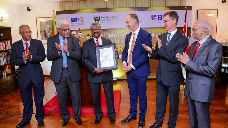 Prof. Jon Reast from Northumbria with senior representatives from BMS, IBSL and the British High Commission.