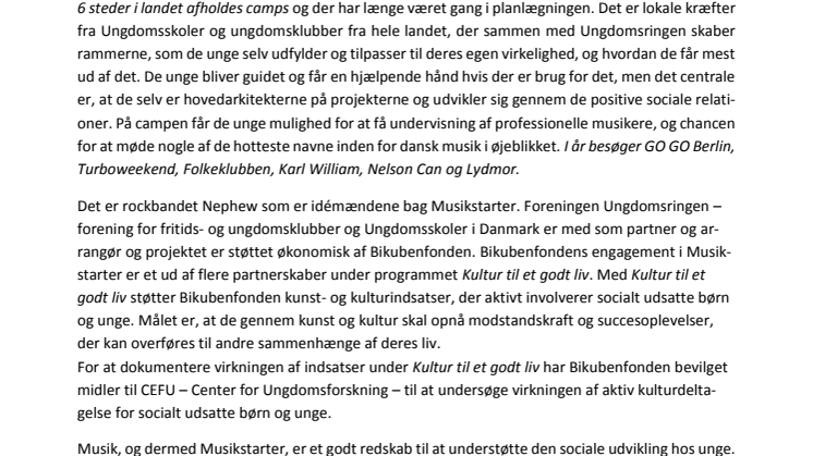600 unge klar til Musikstarter camp i uge 42