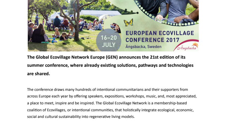 Senaste nytt inom hållbar livsstil: European Ecovillage Conference till Sverige!  Keynote speakers Charles Eisenstein och Helena Norberg-Hodge.
