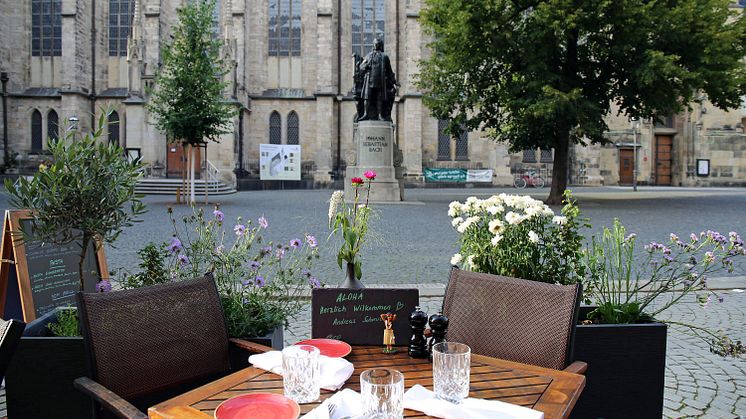 Bull & Bonito - Blick zum Bach-Denkmal vor der Thomaskirche