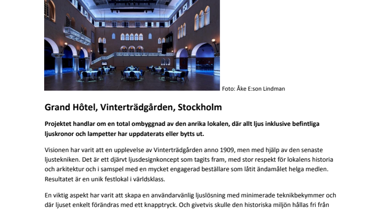 Projektfakta om finalisterna i tävlingen Svenska Ljuspriset