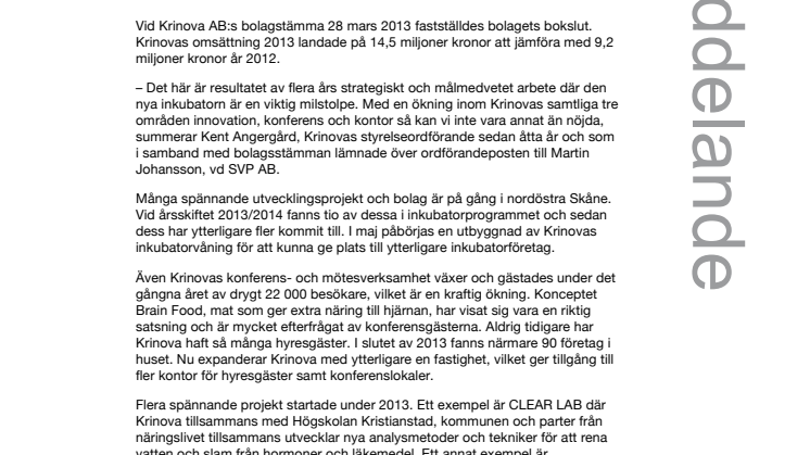 Rekordår för Krinova