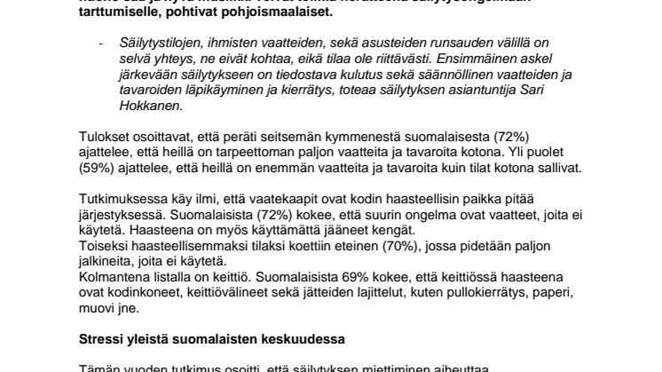 Elfa esittelee säilytysraportin 2018/2019 Kotitalouksien suurin säilytyshaaste: Vaatteet, joita ei käytetä