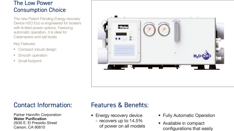 Specifications sheet - Fischer Panda UK's H20 ECO watermaker