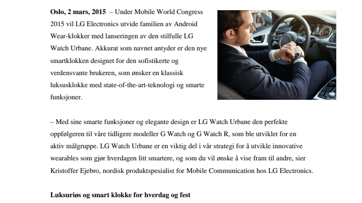 ELEGANTE LG WATCH URBANE TAR SMARTKLOKKER TIL NESTE NIVÅ
