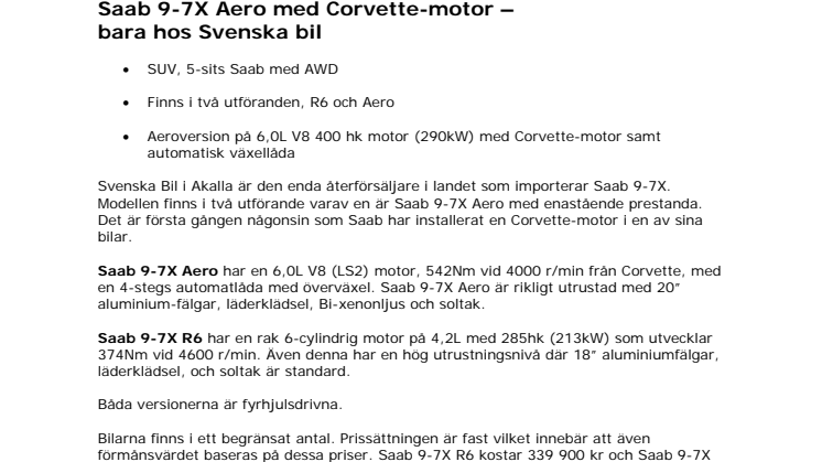 Saab 9-7X Aero med Corvette-motor – bara hos Svenska Bil